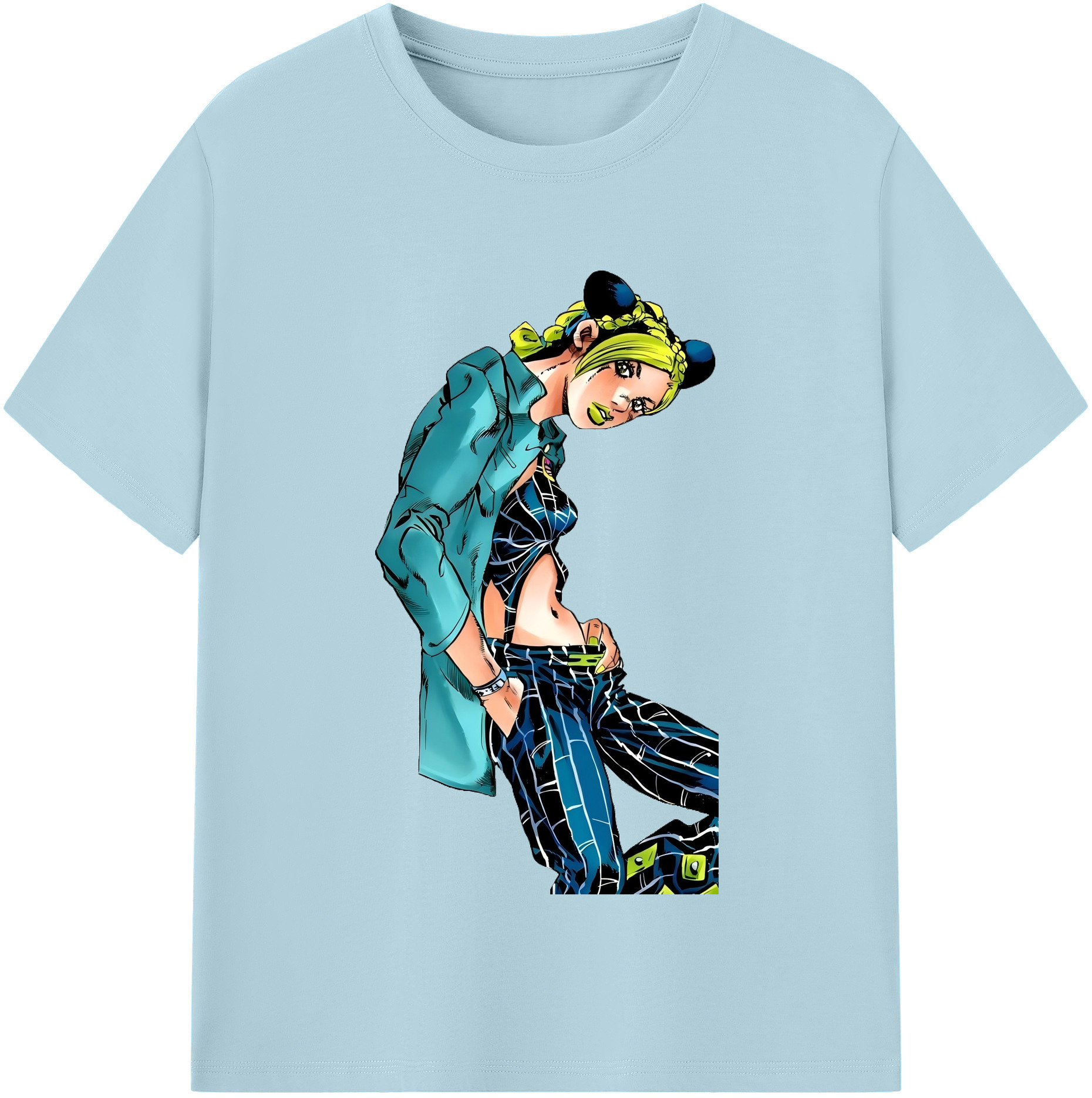 （画像用） "ジョジョの奇妙な冒険 くうじょう ジョリーン JoJo's Bizarre Adventure Jolyne Cujoh " 綿100％半袖Tシャツ（フロントプリント）